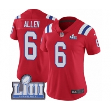 Women's Nike New England Patriots #6 Ryan Allen Red Alternate Vapor Untouchable Limited Player Super Bowl LIII Bound NFL Jersey