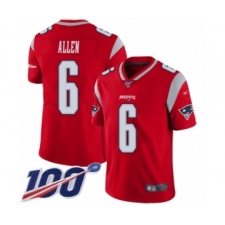 Youth New England Patriots #6 Ryan Allen Limited Red Inverted Legend 100th Season Football Jersey