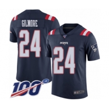Men's New England Patriots #24 Stephon Gilmore Limited Navy Blue Rush Vapor Untouchable 100th Season Football Jersey