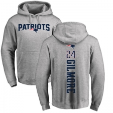 NFL Nike New England Patriots #24 Stephon Gilmore Ash Backer Pullover Hoodie