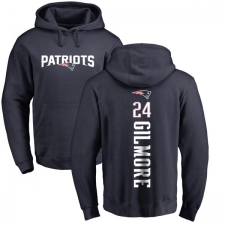 NFL Nike New England Patriots #24 Stephon Gilmore Navy Blue Backer Pullover Hoodie