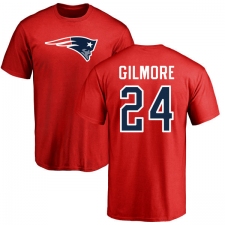 NFL Nike New England Patriots #24 Stephon Gilmore Red Name & Number Logo T-Shirt