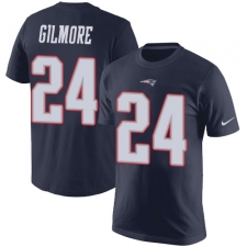 Nike New England Patriots #24 Stephon Gilmore Navy Blue Rush Pride Name & Number T-Shirt