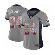 Women's Nike New England Patriots #24 Stephon Gilmore Limited Gray Rush Drift Fashion NFL Jersey