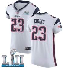 Men's Nike New England Patriots #23 Patrick Chung White Vapor Untouchable Elite Player Super Bowl LII NFL Jersey