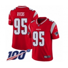 Men's New England Patriots #95 Derek Rivers Limited Red Inverted Legend 100th Season Football Jersey