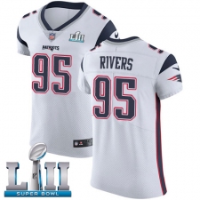 Men's Nike New England Patriots #95 Derek Rivers White Vapor Untouchable Elite Player Super Bowl LII NFL Jersey