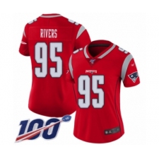 Women's New England Patriots #95 Derek Rivers Limited Red Inverted Legend 100th Season Football Jersey