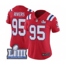 Women's Nike New England Patriots #95 Derek Rivers Red Alternate Vapor Untouchable Limited Player Super Bowl LIII Bound NFL Jersey