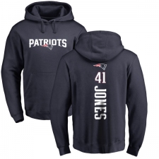 NFL Nike New England Patriots #41 Cyrus Jones Navy Blue Backer Pullover Hoodie
