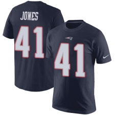 Nike New England Patriots #41 Cyrus Jones Navy Blue Rush Pride Name & Number T-Shirt