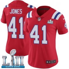 Women's Nike New England Patriots #41 Cyrus Jones Red Alternate Vapor Untouchable Limited Player Super Bowl LII NFL Jersey