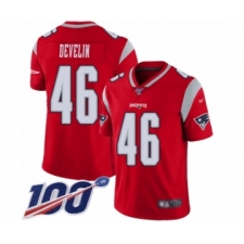 Men's New England Patriots #46 James Develin Limited Red Inverted Legend 100th Season Football Jersey