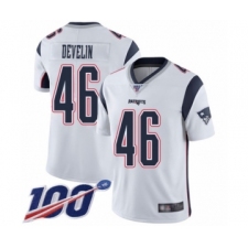 Men's New England Patriots #46 James Develin White Vapor Untouchable Limited Player 100th Season Football Jersey