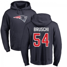 NFL Nike New England Patriots #54 Tedy Bruschi Navy Blue Name & Number Logo Pullover Hoodie