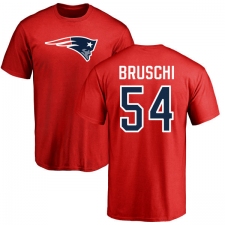 NFL Nike New England Patriots #54 Tedy Bruschi Red Name & Number Logo T-Shirt