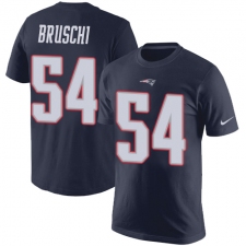 Nike New England Patriots #54 Tedy Bruschi Navy Blue Rush Pride Name & Number T-Shirt
