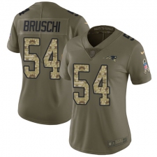 Women's Nike New England Patriots #54 Tedy Bruschi Limited Olive/Camo 2017 Salute to Service NFL Jersey