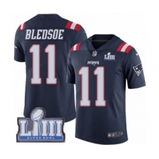 Men's Nike New England Patriots #11 Drew Bledsoe Limited Navy Blue Rush Vapor Untouchable Super Bowl LIII Bound NFL Jersey