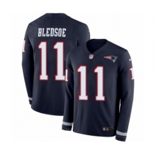 Men's Nike New England Patriots #11 Drew Bledsoe Limited Navy Blue Therma Long Sleeve NFL Jersey