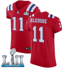 Men's Nike New England Patriots #11 Drew Bledsoe Red Alternate Vapor Untouchable Elite Player Super Bowl LII NFL Jersey