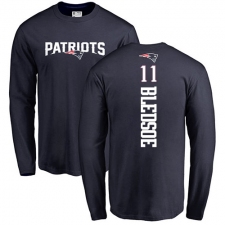NFL Nike New England Patriots #11 Drew Bledsoe Navy Blue Backer Long Sleeve T-Shirt