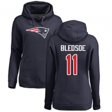 NFL Women's Nike New England Patriots #11 Drew Bledsoe Navy Blue Name & Number Logo Pullover Hoodie