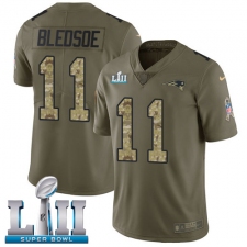 Youth Nike New England Patriots #11 Drew Bledsoe Limited Olive/Camo 2017 Salute to Service Super Bowl LII NFL Jersey