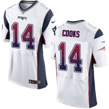 Men's Nike New England Patriots #14 Brandin Cooks Elite White Road Drift Fashion NFL Jersey