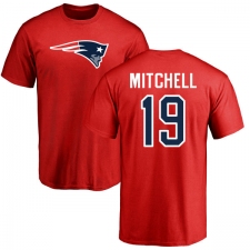 NFL Nike New England Patriots #19 Malcolm Mitchell Red Name & Number Logo T-Shirt