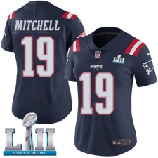 Women's Nike New England Patriots #19 Malcolm Mitchell Limited Navy Blue Rush Vapor Untouchable Super Bowl LII NFL Jersey