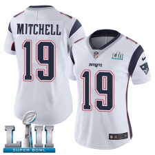 Women's Nike New England Patriots #19 Malcolm Mitchell White Vapor Untouchable Limited Player Super Bowl LII NFL Jersey