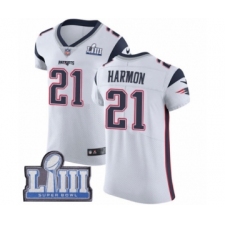 Men's Nike New England Patriots #21 Duron Harmon White Vapor Untouchable Elite Player Super Bowl LIII Bound NFL Jersey