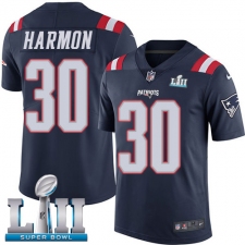 Men's Nike New England Patriots #30 Duron Harmon Limited Navy Blue Rush Vapor Untouchable Super Bowl LII NFL Jersey