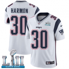 Men's Nike New England Patriots #30 Duron Harmon White Vapor Untouchable Limited Player Super Bowl LII NFL Jersey