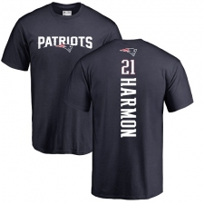 NFL Nike New England Patriots #21 Duron Harmon Navy Blue Backer T-Shirt