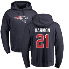 NFL Nike New England Patriots #21 Duron Harmon Navy Blue Name & Number Logo Pullover Hoodie