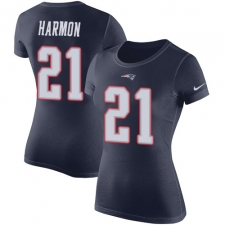 NFL Women's Nike New England Patriots #21 Duron Harmon Navy Blue Rush Pride Name & Number T-Shirt