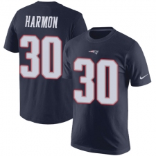 Nike New England Patriots #30 Duron Harmon Navy Blue Rush Pride Name & Number T-Shirt