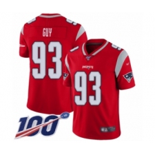 Men's New England Patriots #93 Lawrence Guy Limited Red Inverted Legend 100th Season Football Jersey