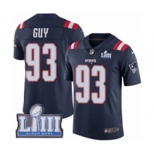 Men's Nike New England Patriots #93 Lawrence Guy Limited Navy Blue Rush Vapor Untouchable Super Bowl LIII Bound NFL Jersey