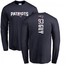 NFL Nike New England Patriots #93 Lawrence Guy Navy Blue Backer Long Sleeve T-Shirt