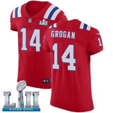 Men's Nike New England Patriots #14 Steve Grogan Red Alternate Vapor Untouchable Elite Player Super Bowl LII NFL Jersey