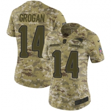 Women's Nike New England Patriots #14 Steve Grogan Limited Camo 2018 Salute to Service NFL Jersey