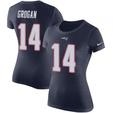 Women's Nike New England Patriots #14 Steve Grogan Navy Blue Rush Pride Name & Number T-Shirt