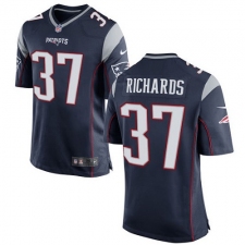 Men's Nike New England Patriots #37 Jordan Richards Game Navy Blue Team Color NFL Jersey