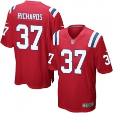 Men's Nike New England Patriots #37 Jordan Richards Game Red Alternate NFL Jersey