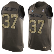 Men's Nike New England Patriots #37 Jordan Richards Limited Green Salute to Service Tank Top NFL Jersey