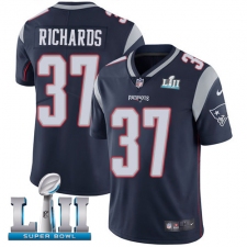 Men's Nike New England Patriots #37 Jordan Richards Navy Blue Team Color Vapor Untouchable Limited Player Super Bowl LII NFL Jersey