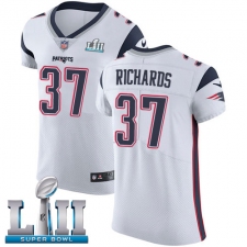Men's Nike New England Patriots #37 Jordan Richards White Vapor Untouchable Elite Player Super Bowl LII NFL Jersey